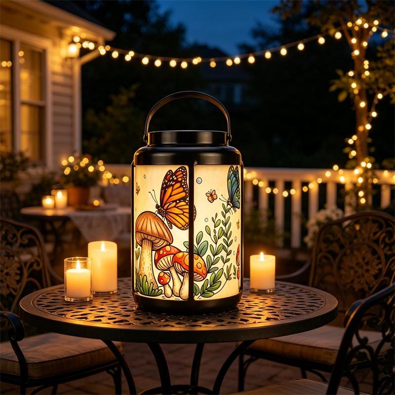 Butterfly Mushroom Solar Lantern