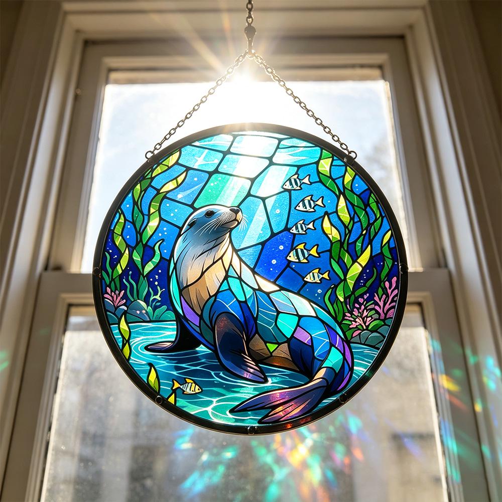 Sea Otter Glass Suncatcher