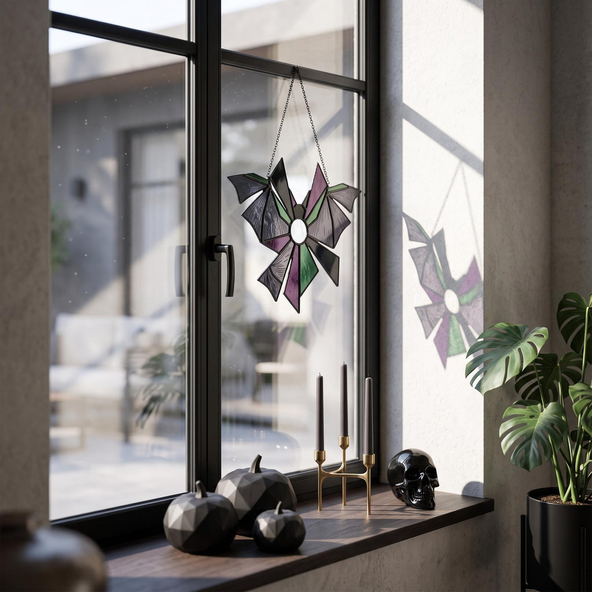Deconstructed Bat Glass Suncatcher