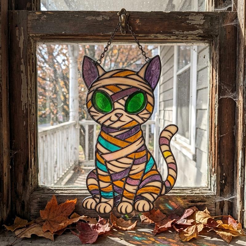 Mummy Cat Glass Suncatcher