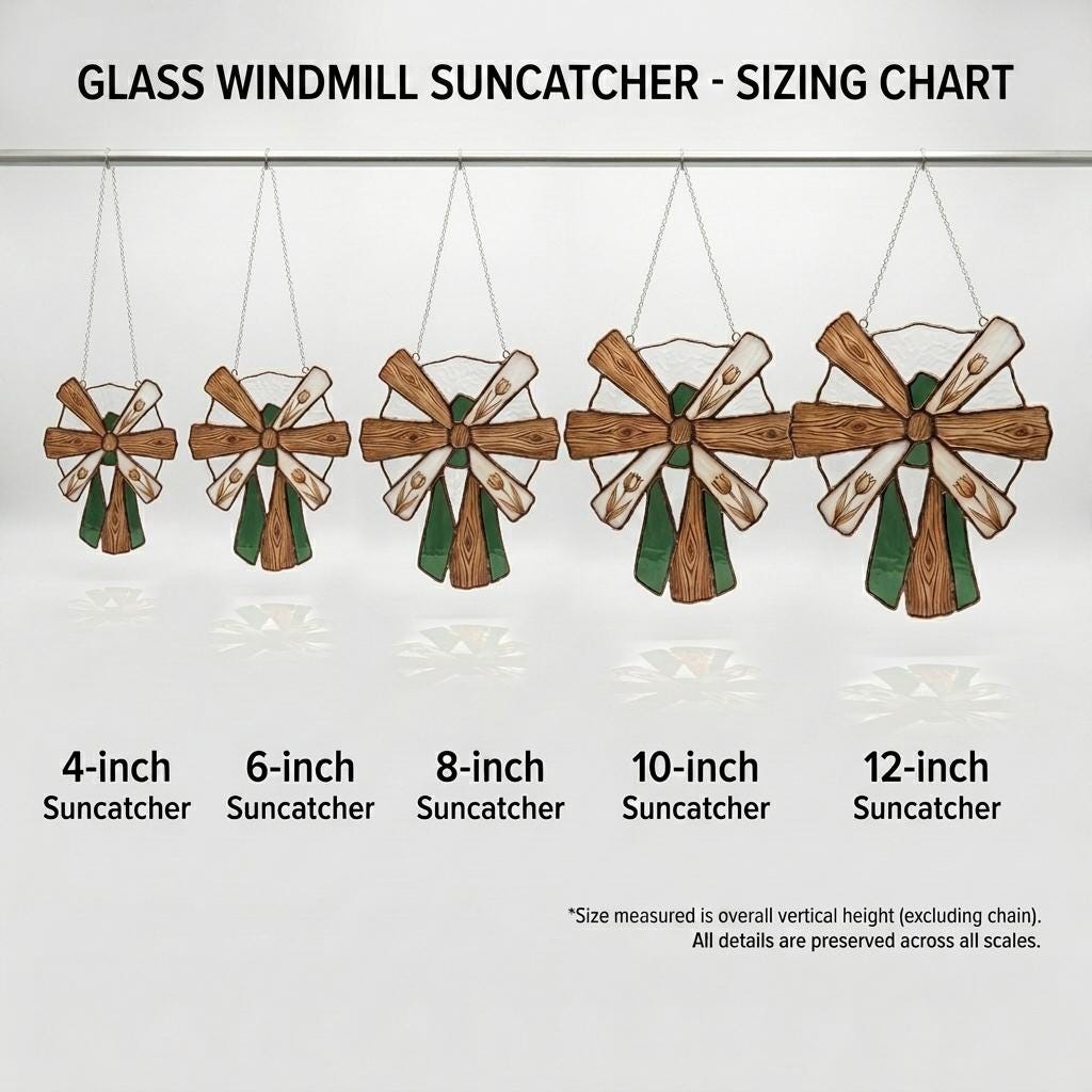 Dutch Windmill Glass Suncatcher