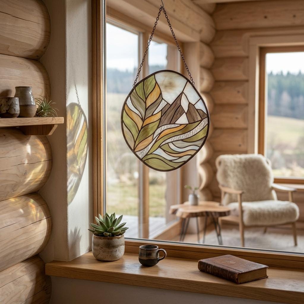 Alpine Mountain Glass Suncatcher