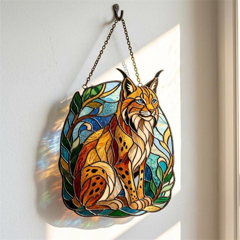 Lynx Glass Suncatcher