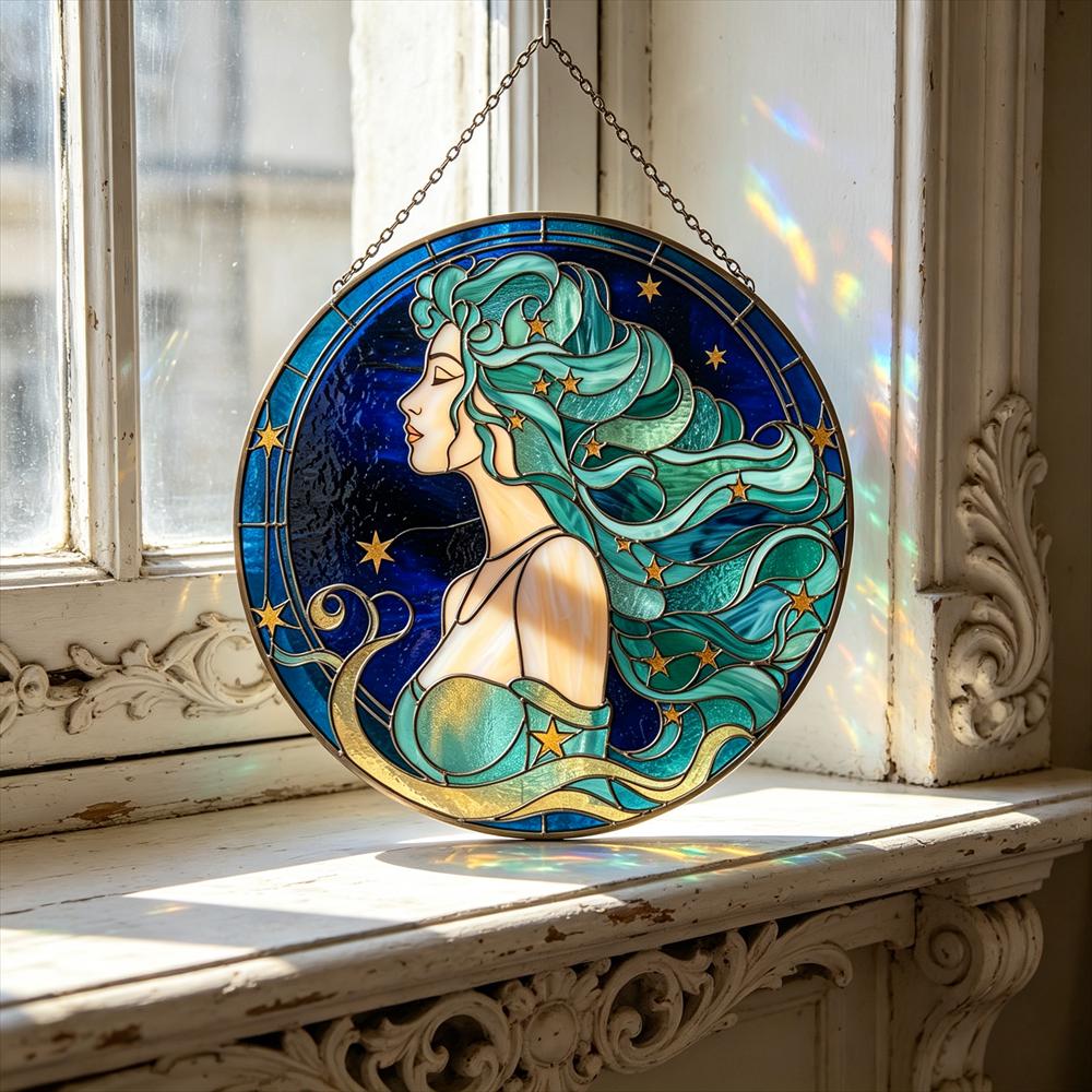 Starry-Haired Woman Glass Art