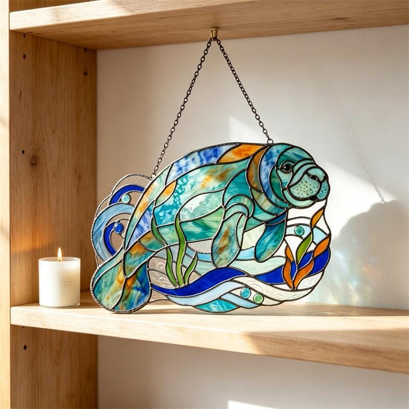 Manatee Glass Suncatcher