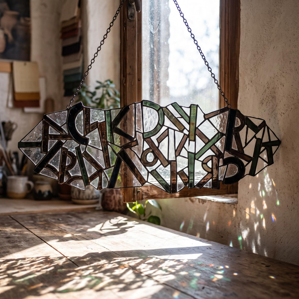 Chinese Character Glass Suncatcher