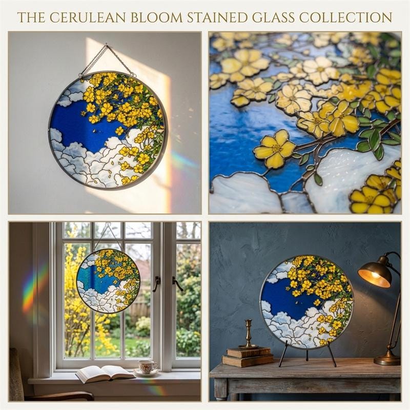 Yellow Flower Sky Glass Suncatcher