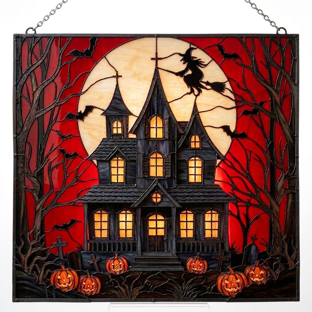 Haunted House Glass Suncatcher