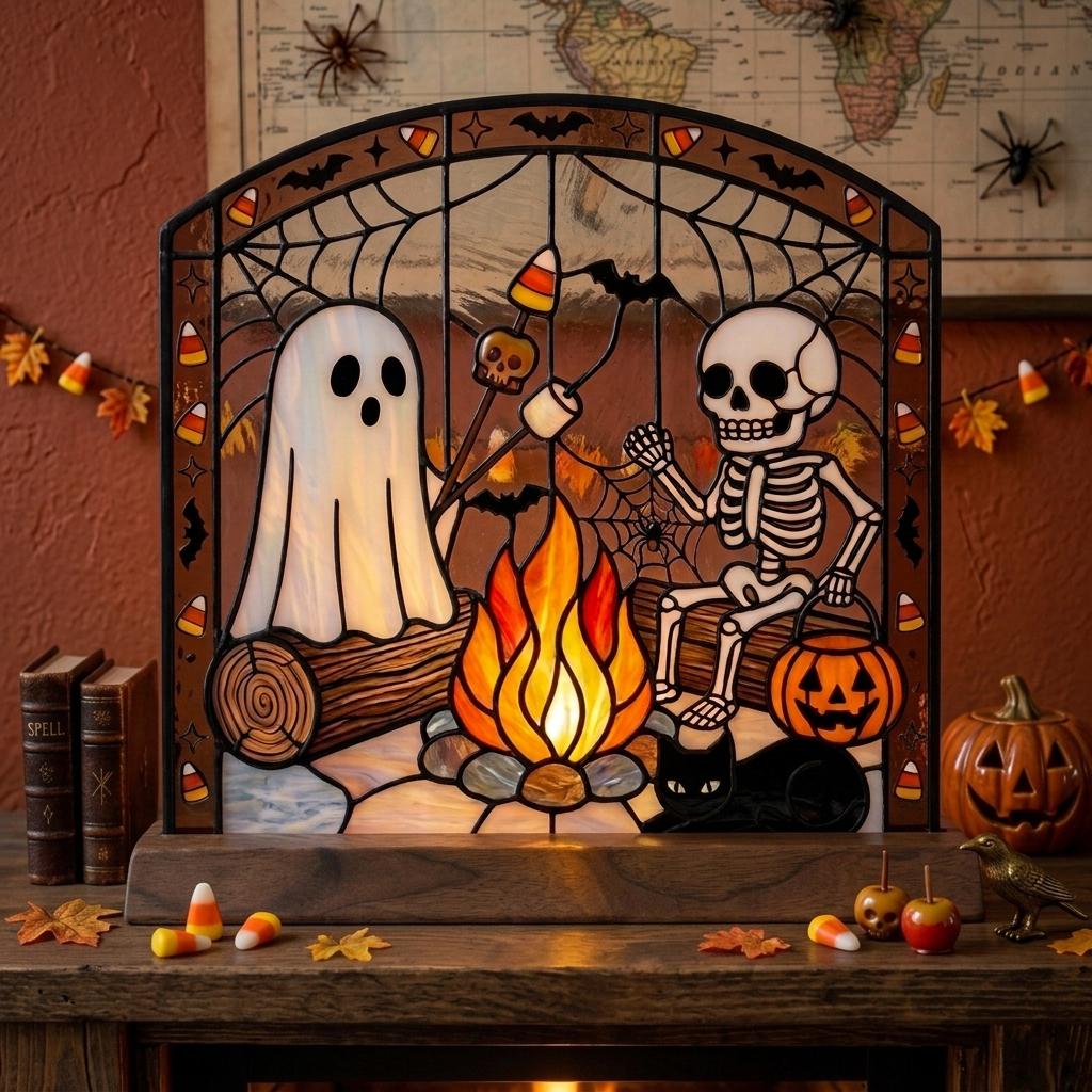 Skeleton Campfire Glass Decor