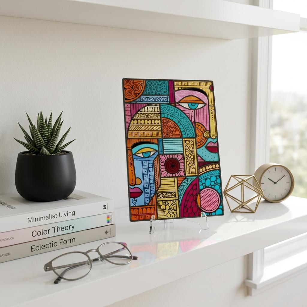 Cubist Portrait Glass Decor