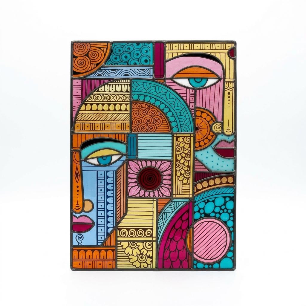 Cubist Portrait Glass Decor