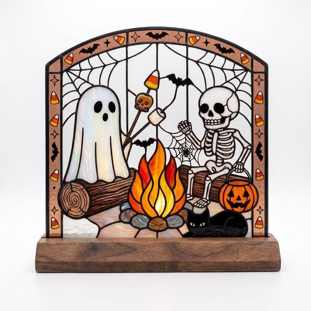 Skeleton Campfire Glass Decor