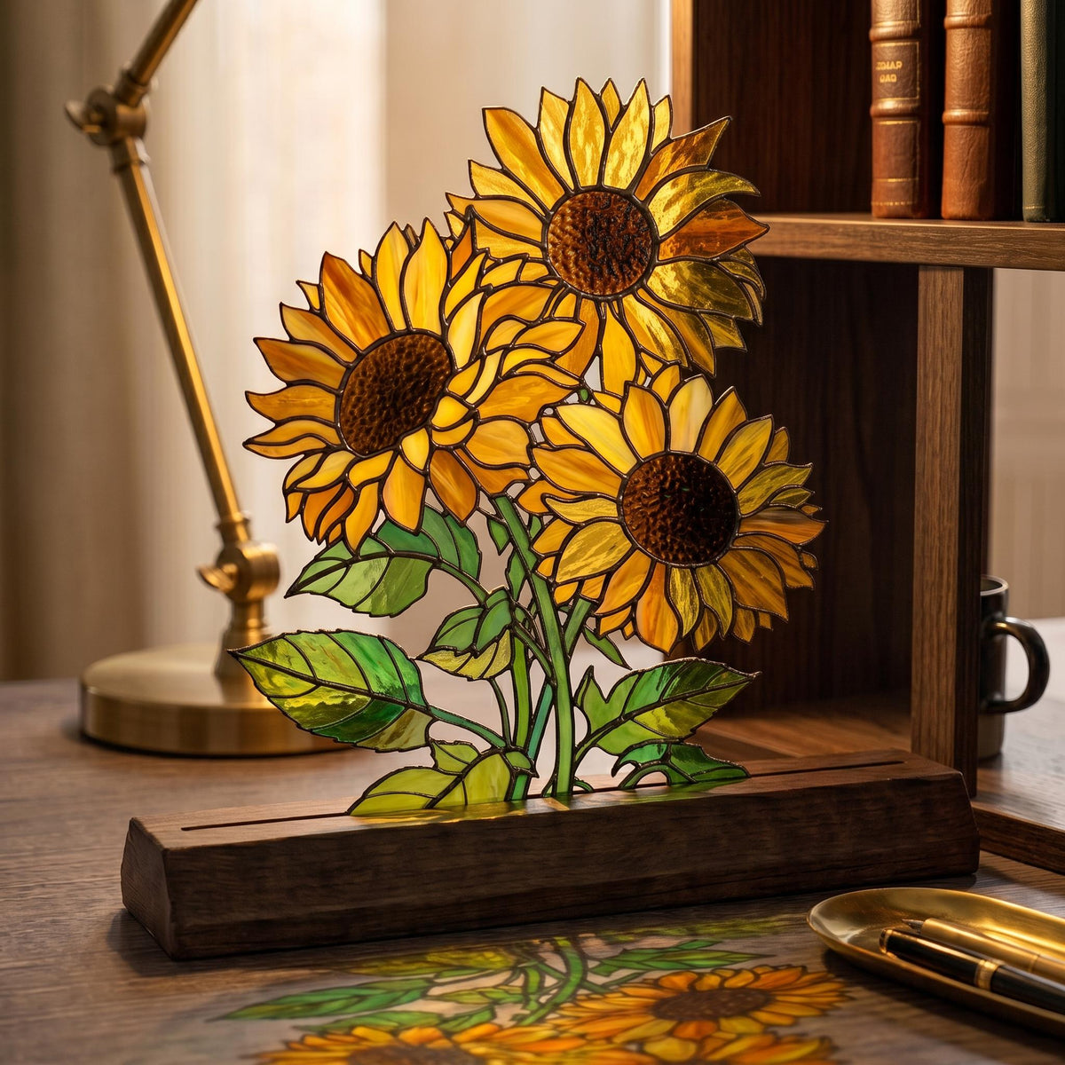 Sunflower Bouquet Glass Decor