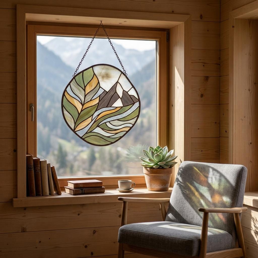 Alpine Mountain Glass Suncatcher