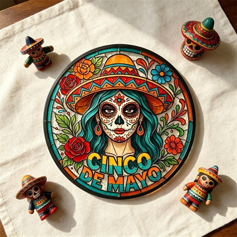 Floral Sugar Skull Glass Art