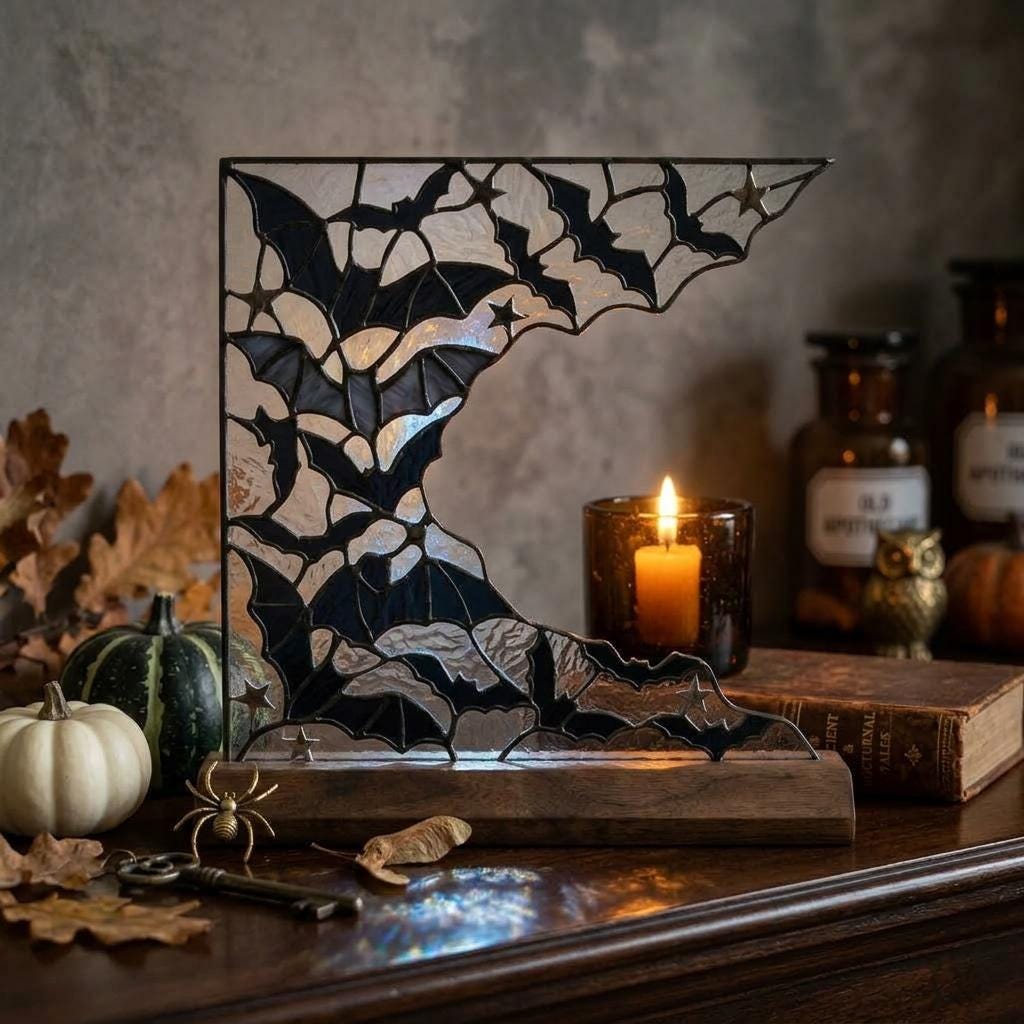 Bat Swarm Glass Decor