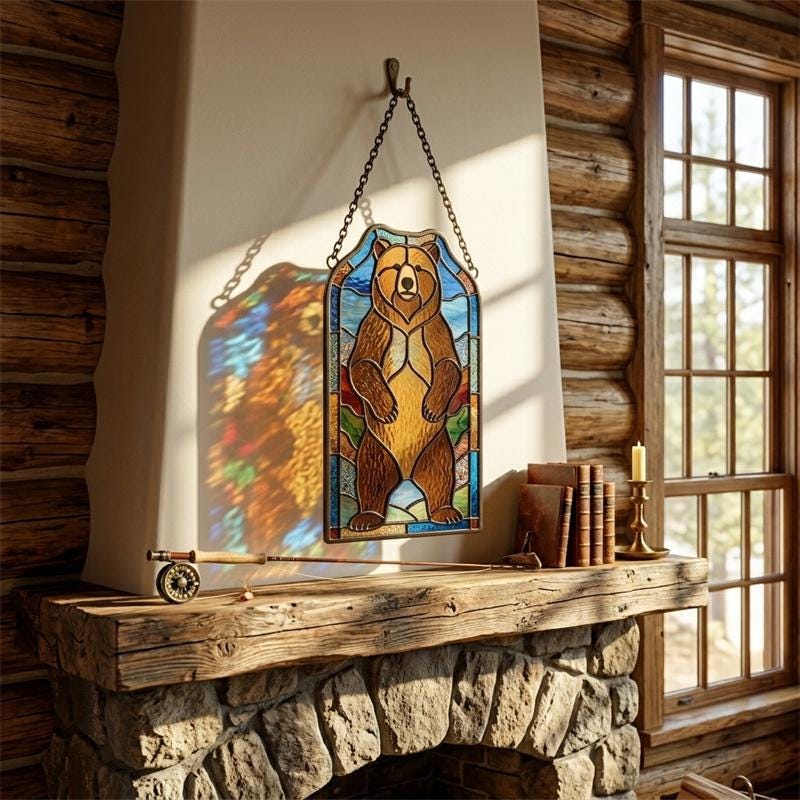 Bear Glass Wall Hanging