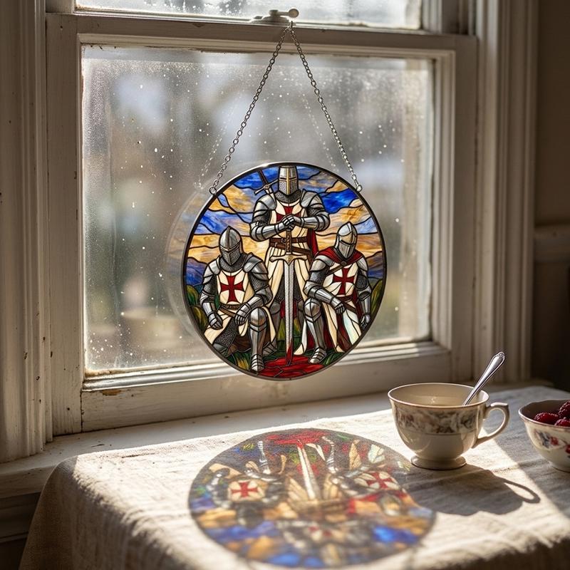 Templar Knights Glass Suncatcher