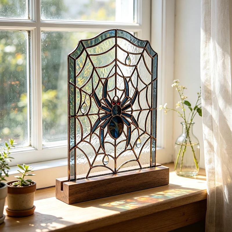 Spider Web Glass Decor
