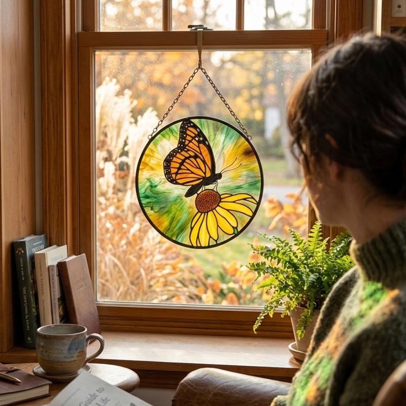 Monarch Butterfly Glass Suncatcher