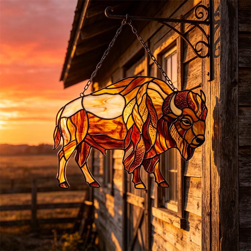 Bison Glass Suncatcher