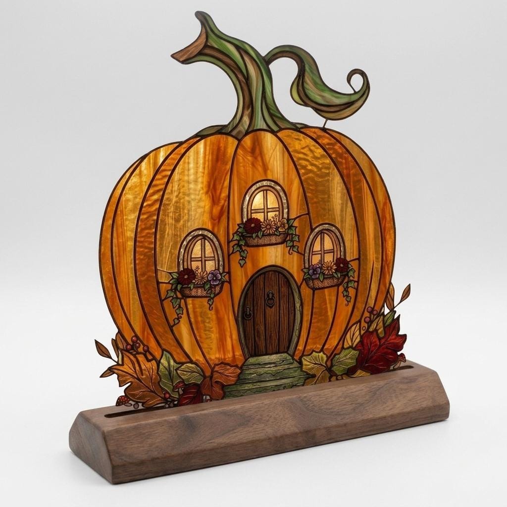 Pumpkin Fairy House Glass Decor