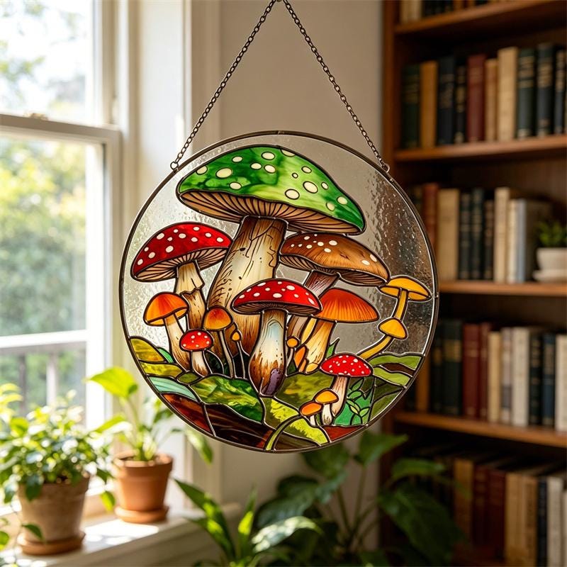 Mushroom Glass Suncatcher