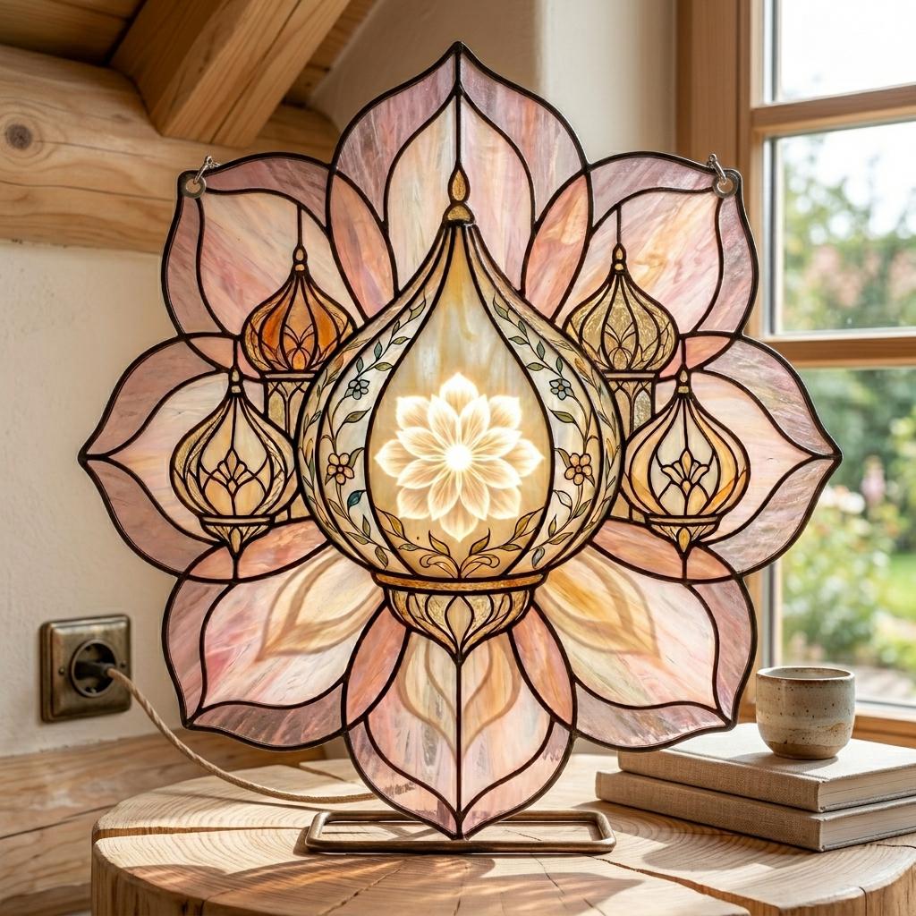 Taj Mahal Lotus Glass Suncatcher
