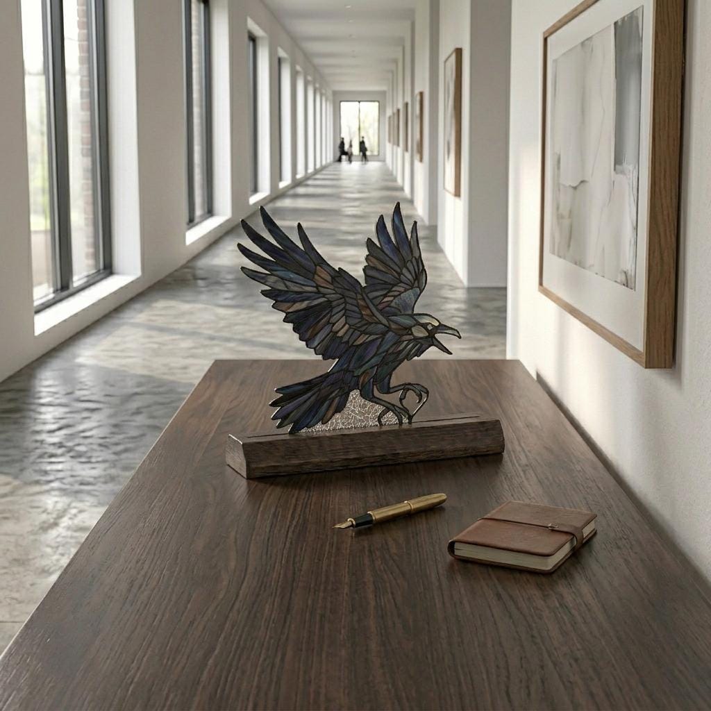 Flying Crow Glass Decor