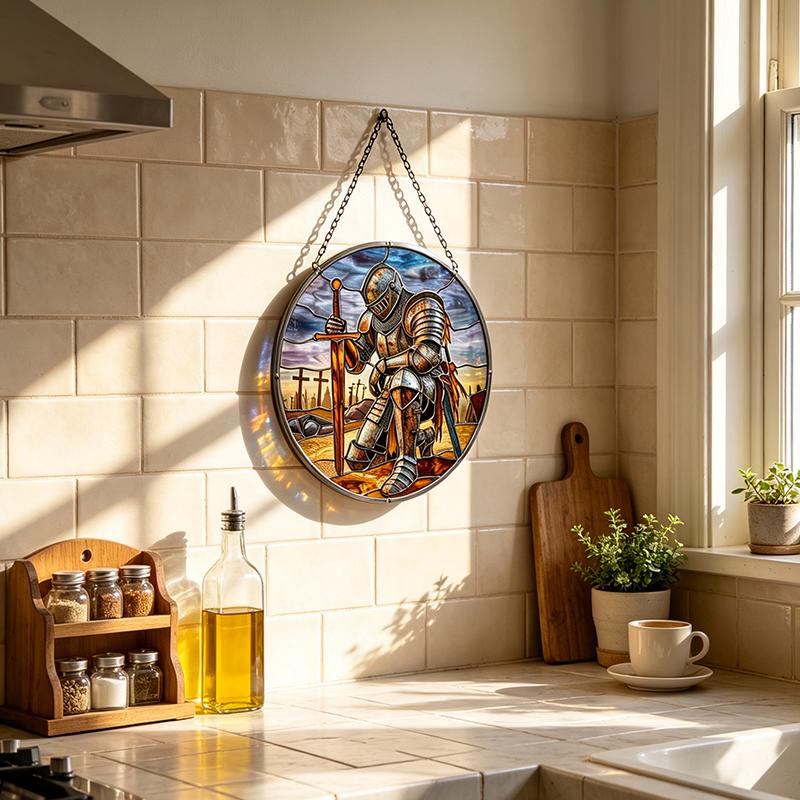 Medieval Knight Glass Suncatcher