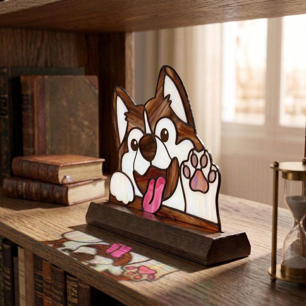 Waving Puppy Glass Decor