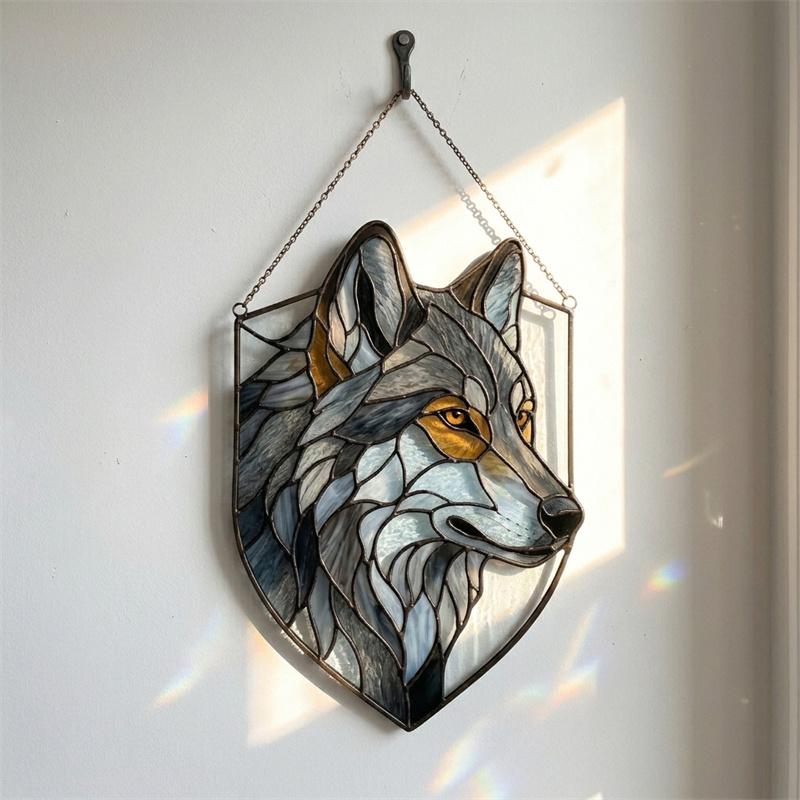 Wolf Glass Wall Hanging