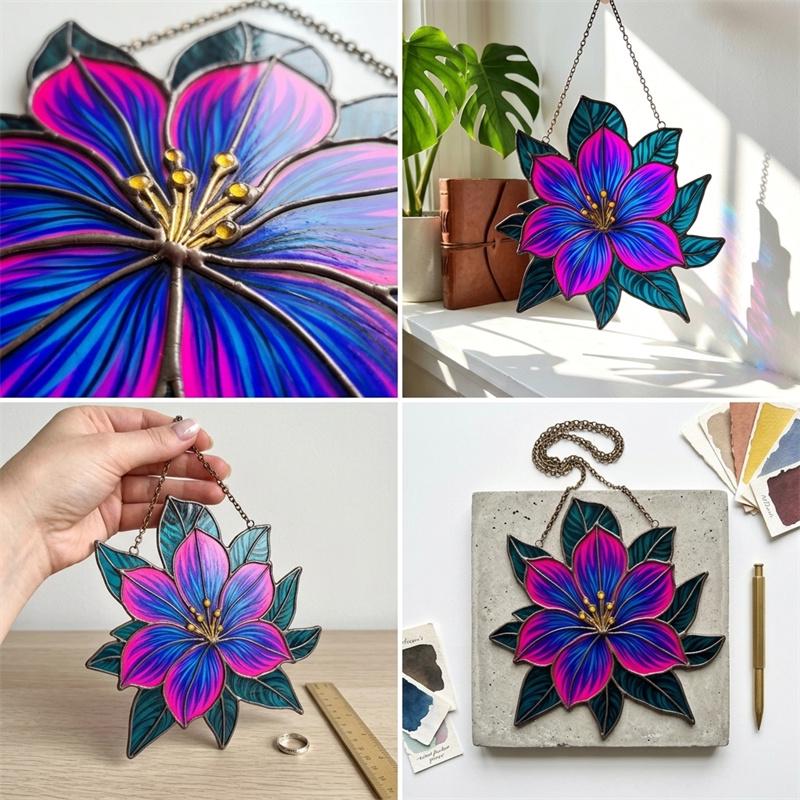 Colorful Floral Glass Suncatcher