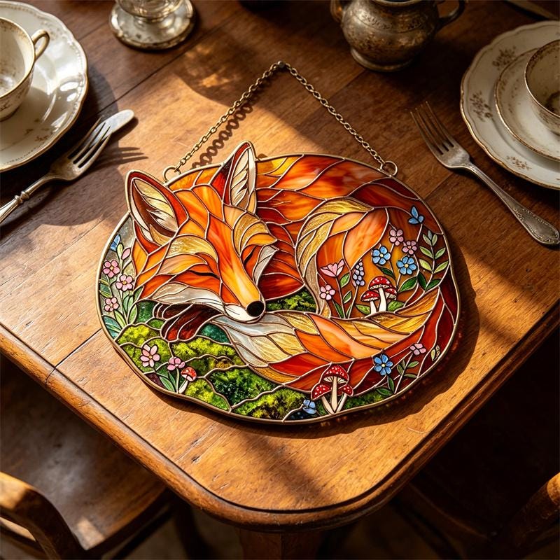 Fox Glass Wall Hanging