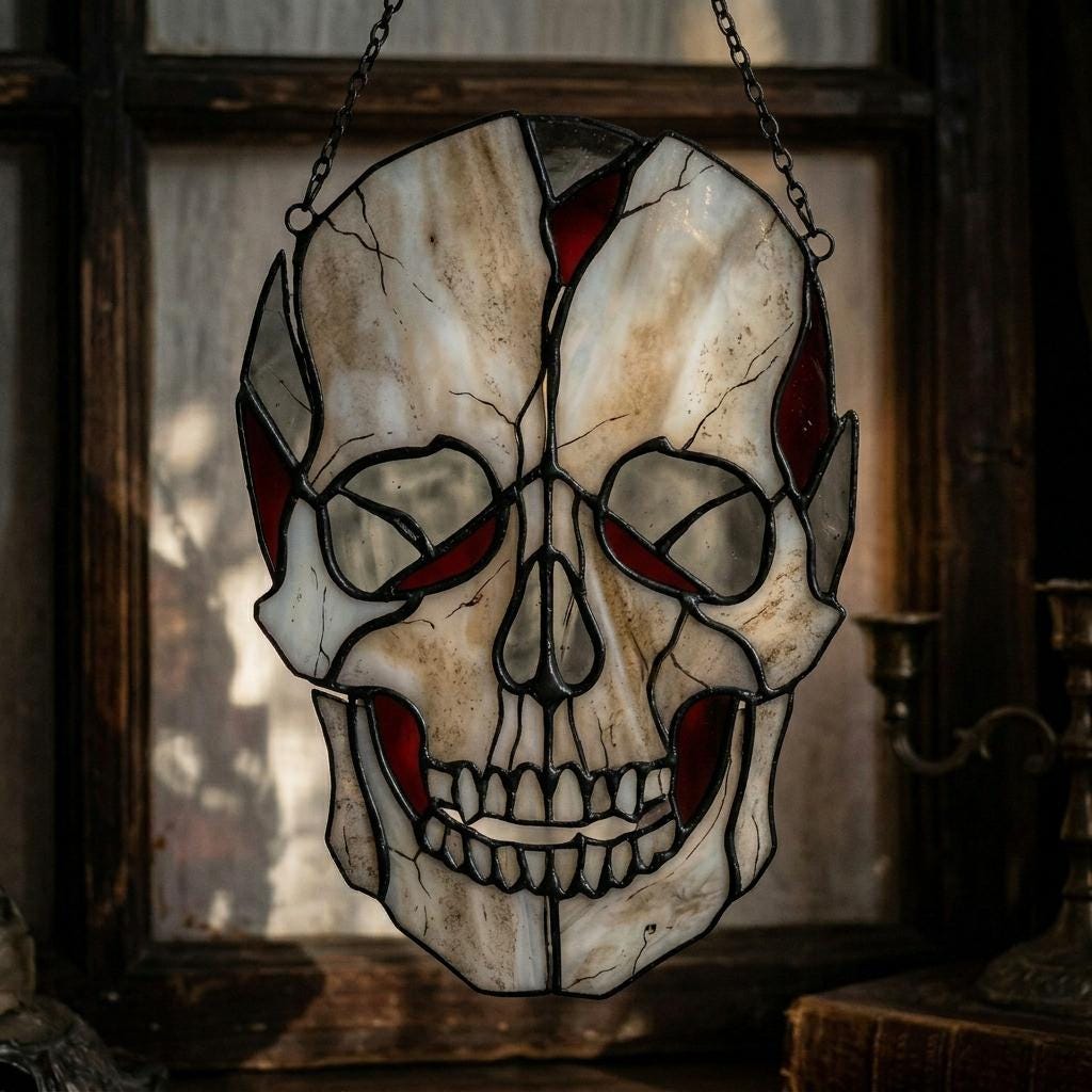 Deconstructed Skull Glass Suncatcher