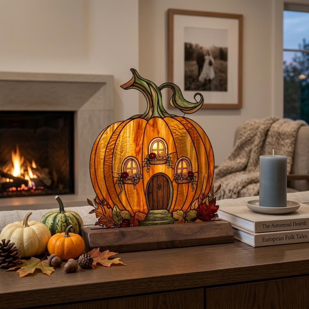 Pumpkin Fairy House Glass Decor