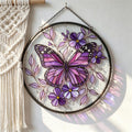 Purple Butterfly Glass Suncatcher