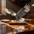 Bald Eagle Glass Decor with Walnut Base