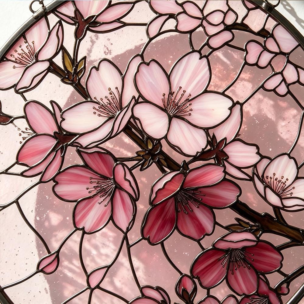 Cherry Blossom Glass Suncatcher