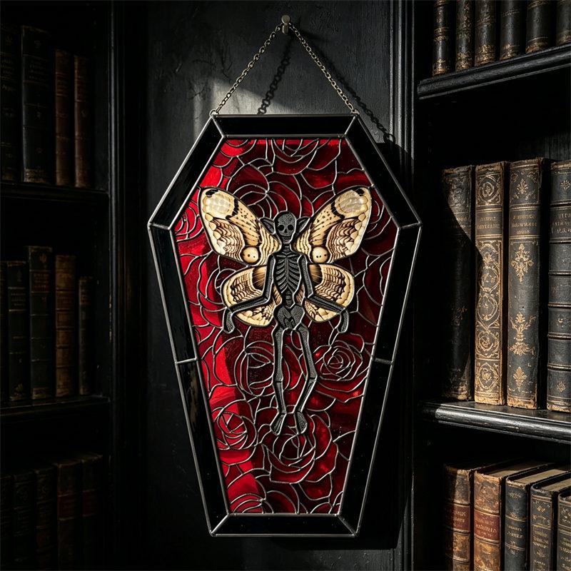 Skeleton Butterfly Coffin Glass Art