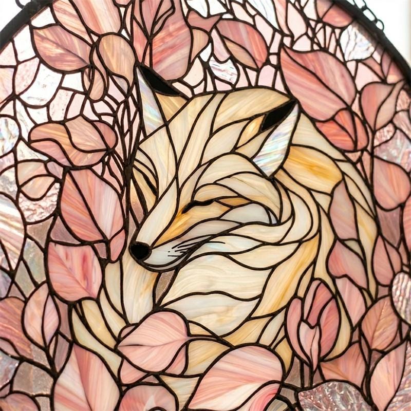 Floral Fox Glass Suncatcher