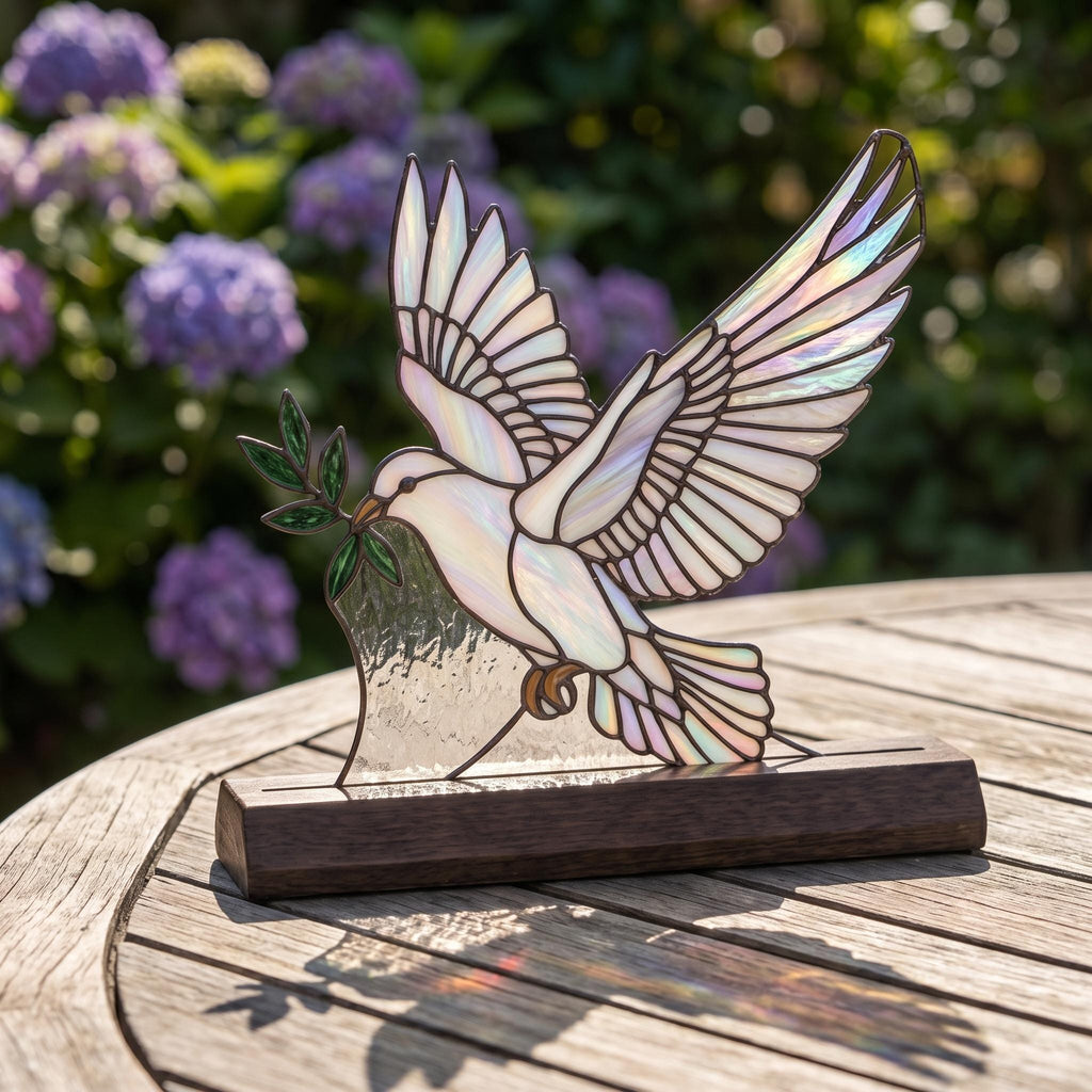 Peace Dove Glass Decor