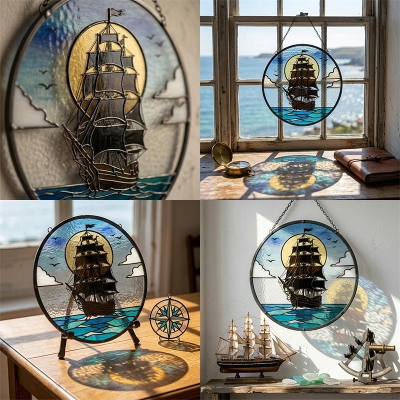 Sailing Ship Glass Suncatcher