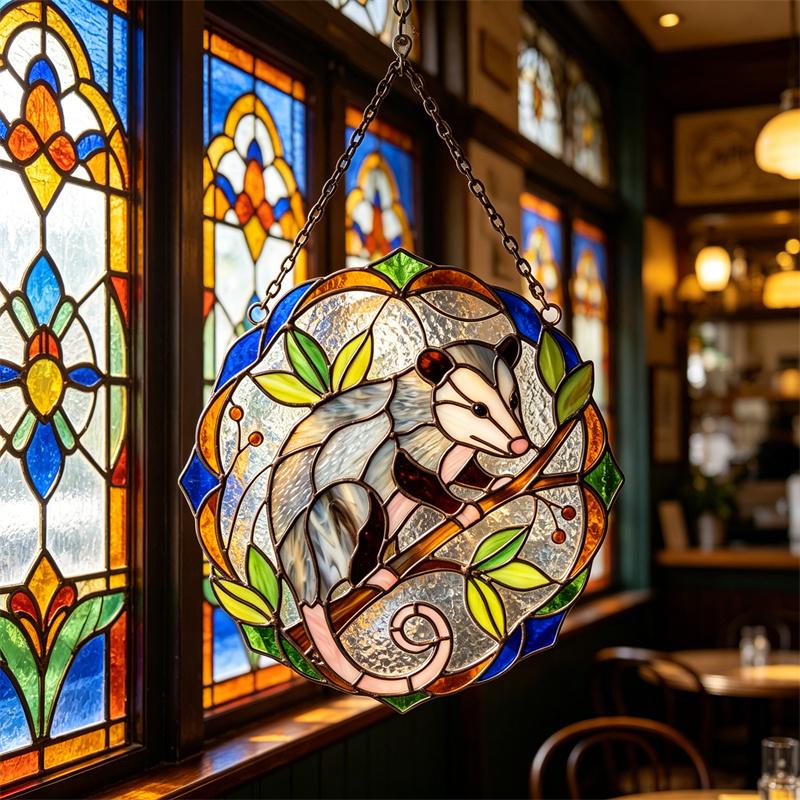 Opossum Glass Suncatcher