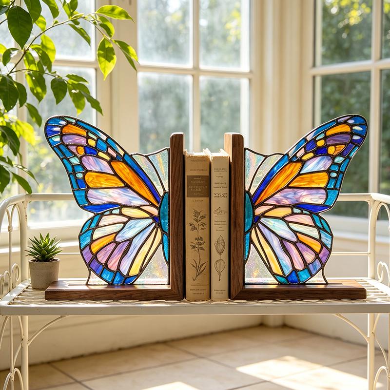 Butterfly Glass Bookends