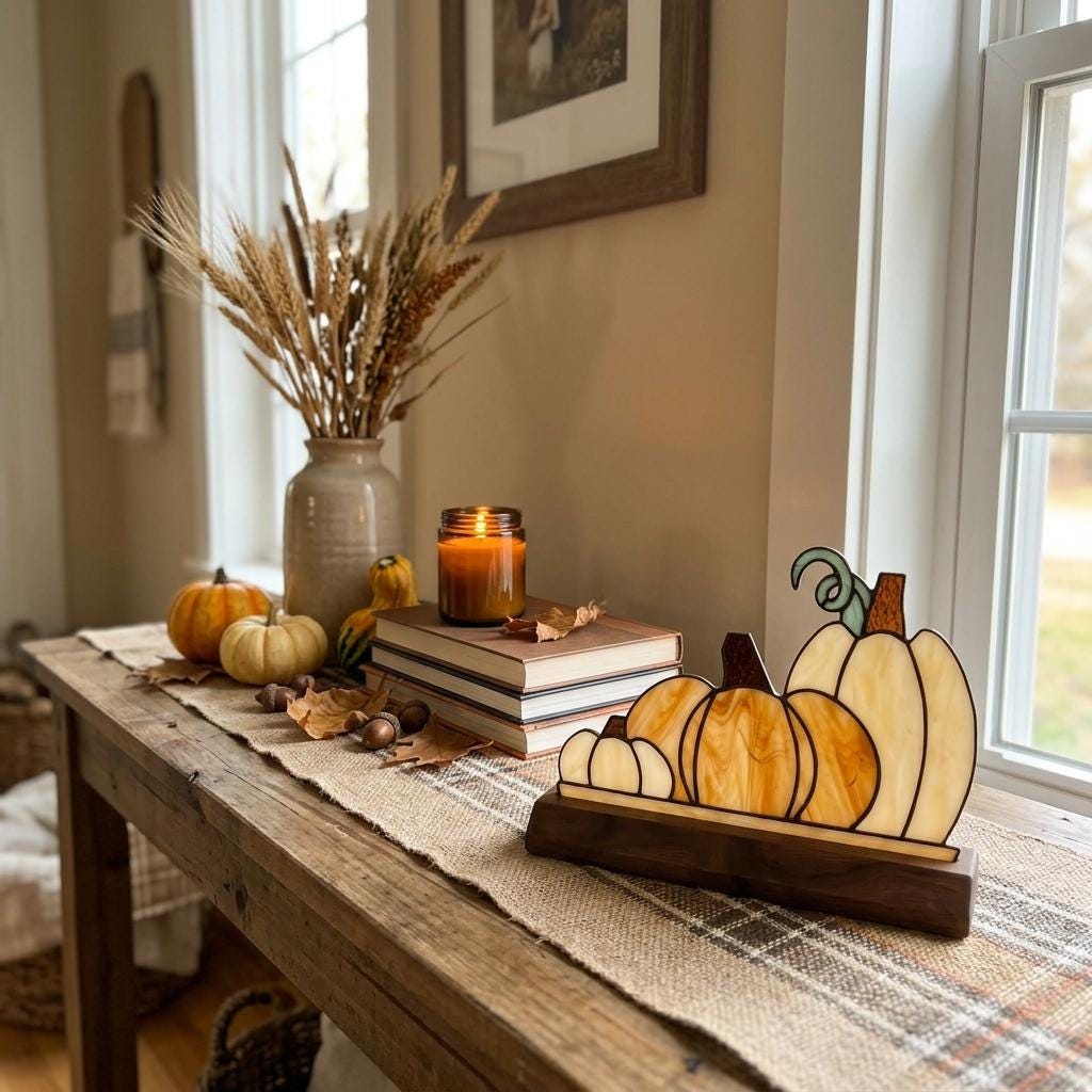 Heirloom Pumpkin Trio Glass Decor