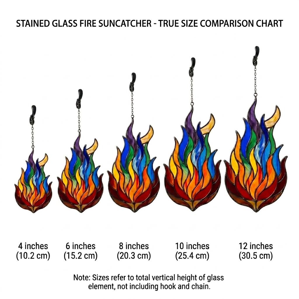 Rainbow Flame Glass Suncatcher