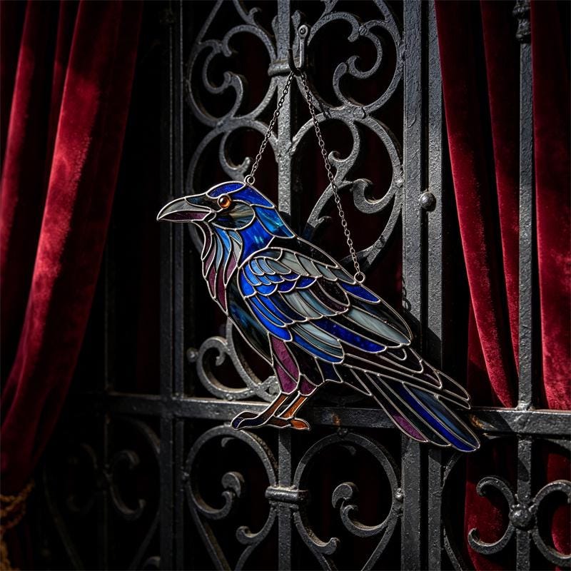 Raven Glass Suncatcher