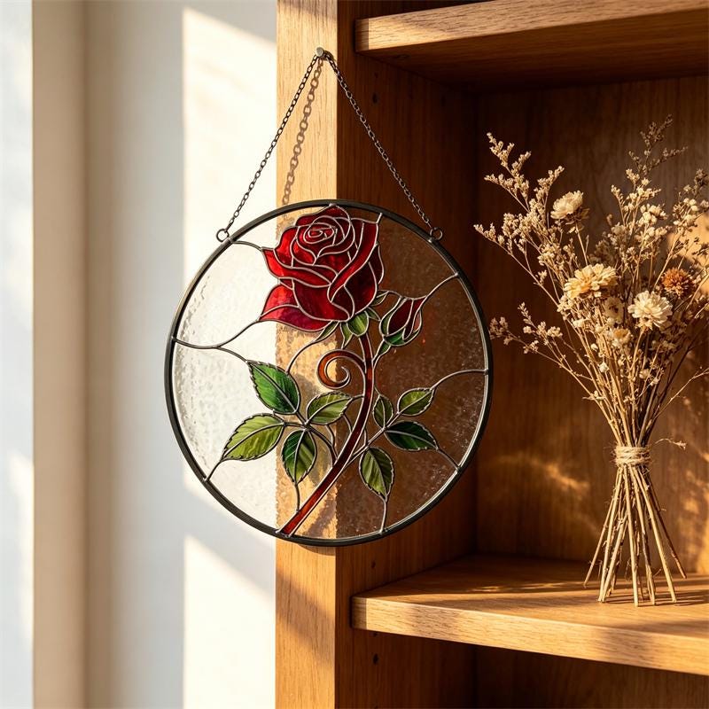 Rose Glass Wall Hanging