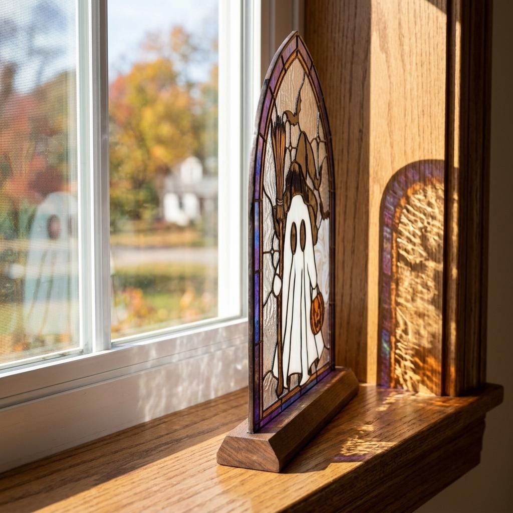 Gothic Arch Ghost Glass Decor